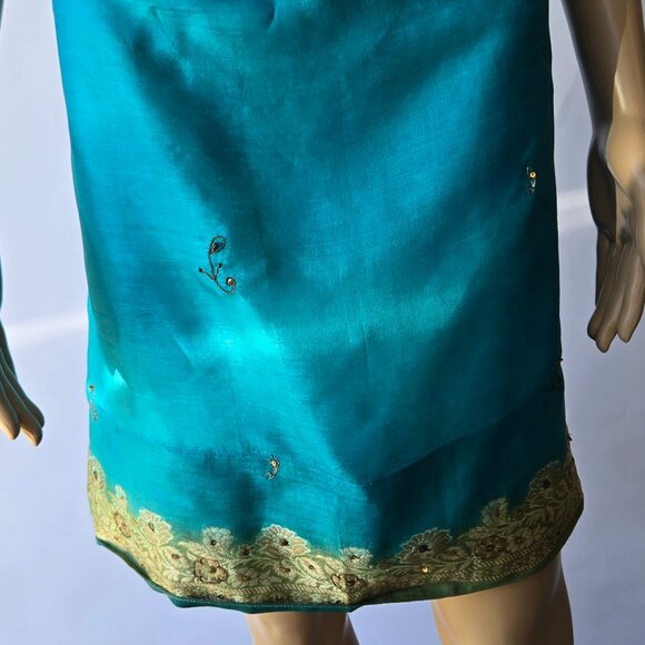 Vintage Turquoise A-line Skirt | Roselani Jasmin | Size X-Large - Picture 6 of 9